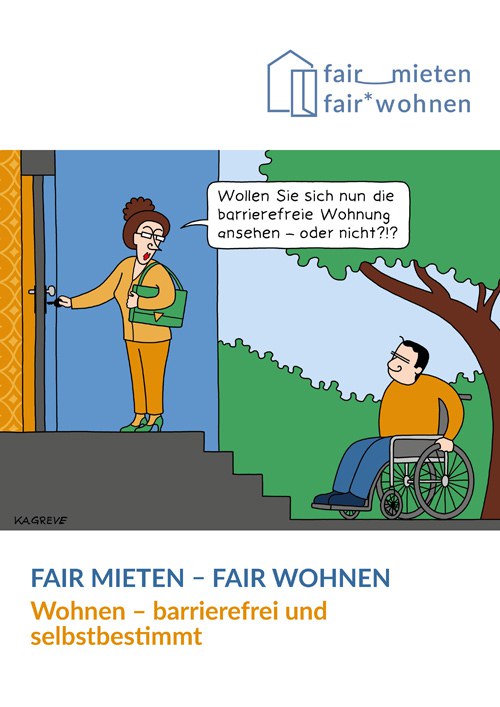 Titelbild des Themenhefts "Wohnen - barrierefrei und selbstbestimmt" der Berliner Fachstelle gegen Diskriminierung auf dem Wohnungsmarkt, 2020