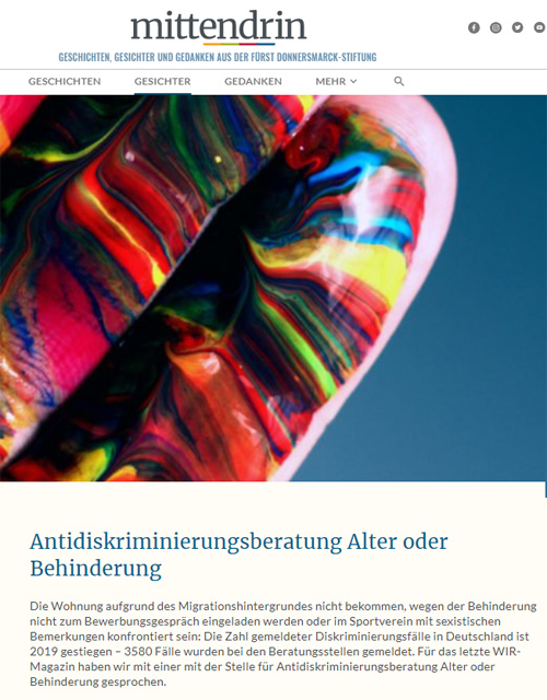 11.06.2020 - mittendrin: Antidiskriminierungsberatung Alter oder Behinderung
