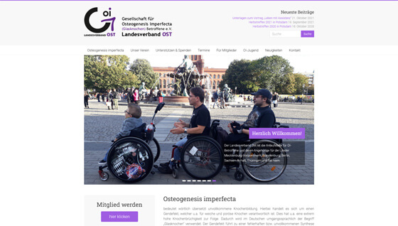 Screenshot Deutsche Gesellschaft für Osteogenesis imperfecta (Glasknochen) e.V. Landesverband Ost 